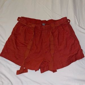 Aerie Burnt Orange Tie Front Shorts
